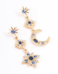 Navy Mixed Celestial Drop Earrings - link has visual effect only