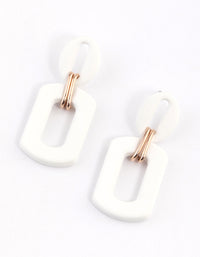 Rose Gold Mini Rubber Link Drop Earrings - link has visual effect only