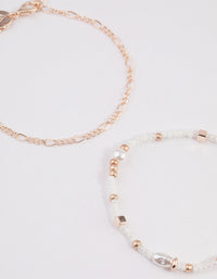 Rose Gold Mixed Bead & Pearl Chain Bracelet 4-Pack - link has visual effect only