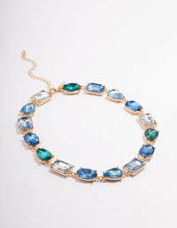 Gold Large Chunky Mix Stone Necklace - link has visual effect only