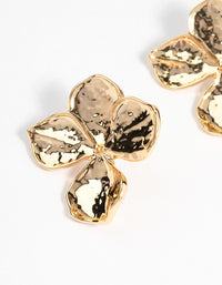 Gold Plated Brass Hammered Petal Stud Earrings - link has visual effect only