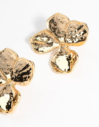 Gold Plated Brass Hammered Petal Stud Earrings - link has visual effect only