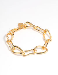 Gold Plated Brass Irregular Link Chain Bracelet - link has visual effect only