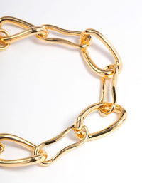 Gold Plated Brass Irregular Link Chain Bracelet - link has visual effect only