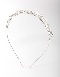 Silver Crystal Pearl Floral Headband - link has visual effect only