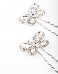 Silver Diamante Butterfly Hair Pins Pack - link has visual effect only