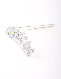 Silver Cubic Zirconia Crystal Leaf Hair Clips - link has visual effect only