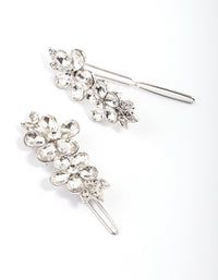 Silver Crystal Flower Hair Clips Pack - link has visual effect only