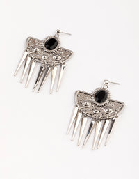 Silver Jetstone Crescent Drop Earrings - link has visual effect only