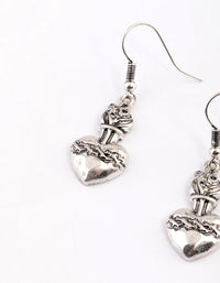 Silver Wire Heart Drop Earrings - link has visual effect only