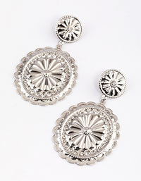 Silver Diamante Western Disc Drop Earrings - link has visual effect only