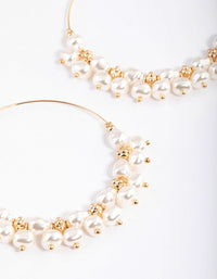 Gold Mega Pearly Mixed Hoop Earrings - link has visual effect only