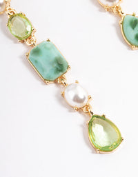 Gold Mismatched Stud Pearl Drop Earrings - link has visual effect only