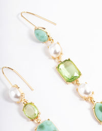 Gold Mismatched Stud Pearl Drop Earrings - link has visual effect only