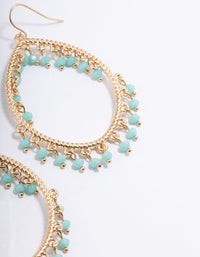 Gold Oval Teardrop Blue Bead Chandbali Earrings - link has visual effect only