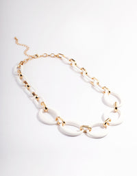 Gold Mixed Oval Link Necklace - link has visual effect only