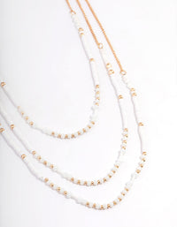 Gold Three Row Mixed Disc & Facet Bead Necklace - link has visual effect only