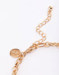 Gold Mixed Stone Coin & Hand Motif Bracelet - link has visual effect only