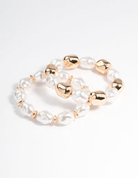 Gold Organic Shape Pearl Bracelet Pack - link has visual effect only