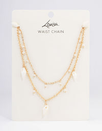 Gold Double Row Mixed Shell & Pearl Waistchain - link has visual effect only