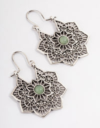 Antique Silver Amazonite Flower Earrings - link has visual effect only