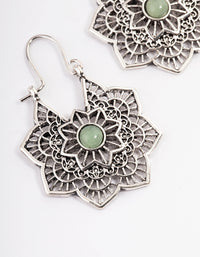 Antique Silver Amazonite Flower Earrings - link has visual effect only