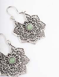 Antique Silver Amazonite Flower Earrings - link has visual effect only