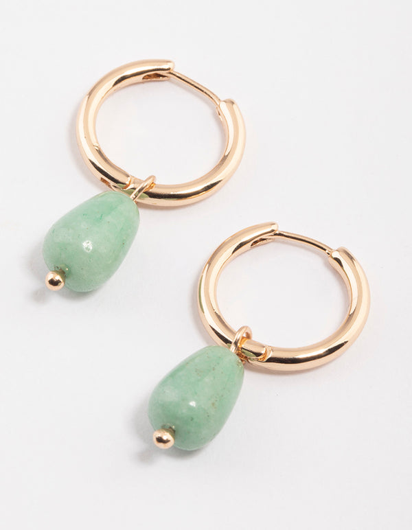 Gold Aventurine Teardrop Earrings