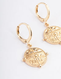 Gold Flat Coin Hoop Earrings - link has visual effect only