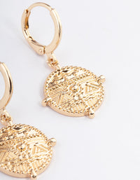 Gold Flat Coin Hoop Earrings - link has visual effect only