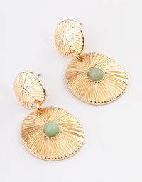 Gold Aventurine Round Disc Earrings - link has visual effect only