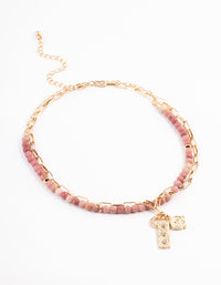 Gold Rhodonite Layered Charm Necklace - link has visual effect only