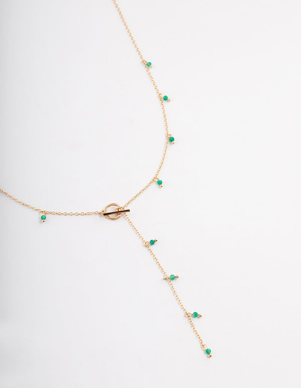 Gold Aventurine Lariat Necklace