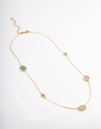 Gold Long Semi Precious Necklace - link has visual effect only