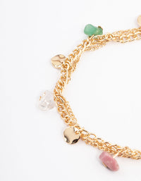 Gold Triple Row Semi Precious Bracelet - link has visual effect only