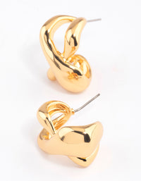 Gold Plated Brass Cross Over Oversized Stud Earrings - link has visual effect only