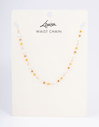 Gold & Orange Beaded Waist Chain - link has visual effect only