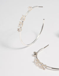 Silver Plated Cubic Zirconia Teardrop Hoop Earrings - link has visual effect only