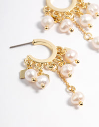 Gold Plated Freshwater Pearl Cluster Dangle Earrings - link has visual effect only