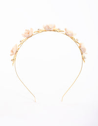 Gold Rose & Pearl Leaf Headband - link has visual effect only