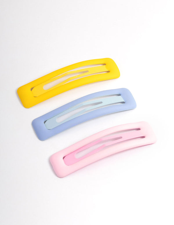 Coated Pastel Square Bubble Hair Clips Pack