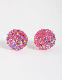 Pink Crackle Texture Stud Earrings - link has visual effect only