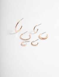 Rose Gold Dainty Hoop Stack Earrings - link has visual effect only