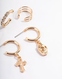 Gold Skull & Cross Stack Earrings - link has visual effect only