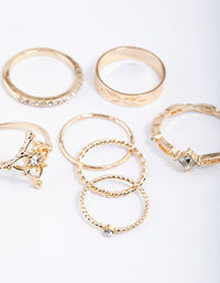 Gold Dainty Ornate Ring Pack - link has visual effect only