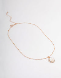 Rose Gold Station Oval Stone Necklace - link has visual effect only