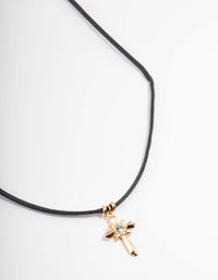 Gold Cord Diamante Cross Necklace - link has visual effect only