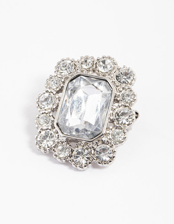 Silver Emerald Encrusted Brooch