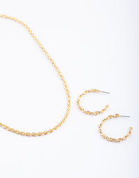 Gold Medium Twist Chain Necklace & Earrings Set - link has visual effect only