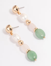 Gold Mixed Semi Precious Drop Earrings - link has visual effect only